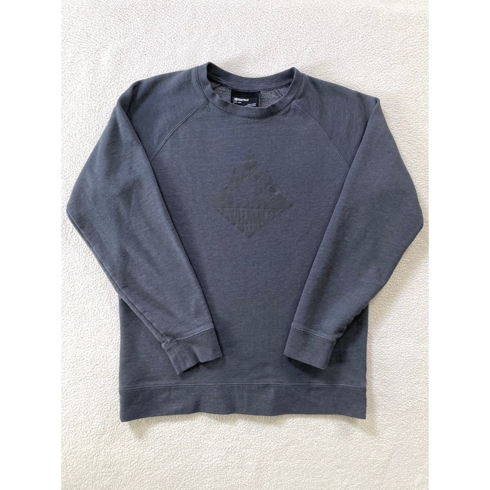 Marmot Mens Medium Sweatshirt Gray Raglan Sleeve‎ Mountain Tree Graphic Pullover